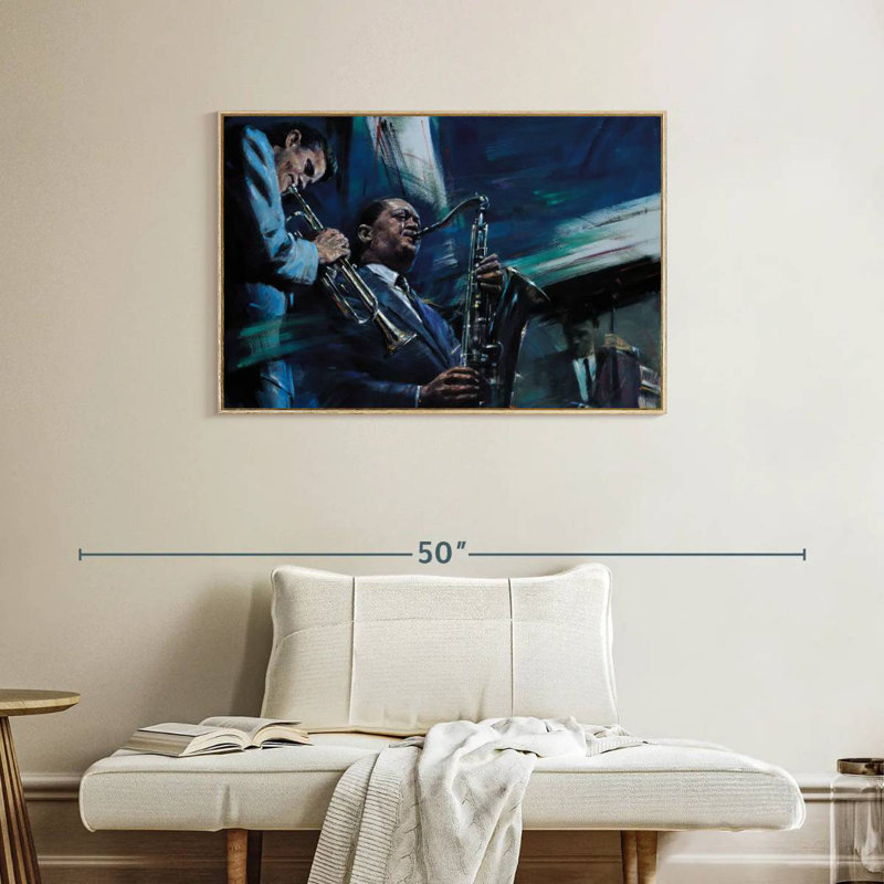 Bleu froid, Cadre flottant en bois naturel, 37 po x 25 po