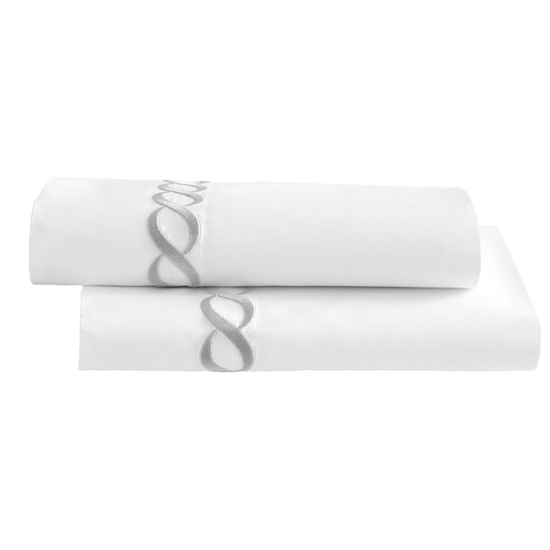 Taies d'oreiller en percale en mélange de coton 300 fils Brenna, Standard, Argent