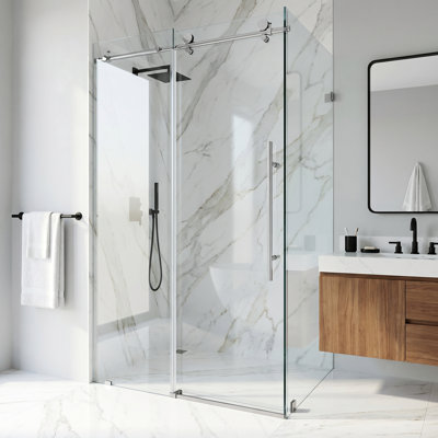 Elan E-class 46" W x 34" D x 76" H Sliding Frameless Shower Enclosure with 3/8" Clear Glass