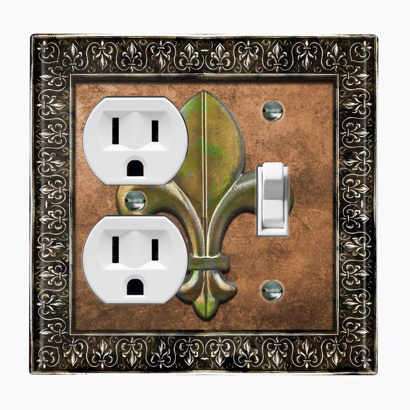 Patterned 2 - Gang Toggle Light Switch Standard Wall Plate, Auburn Brown