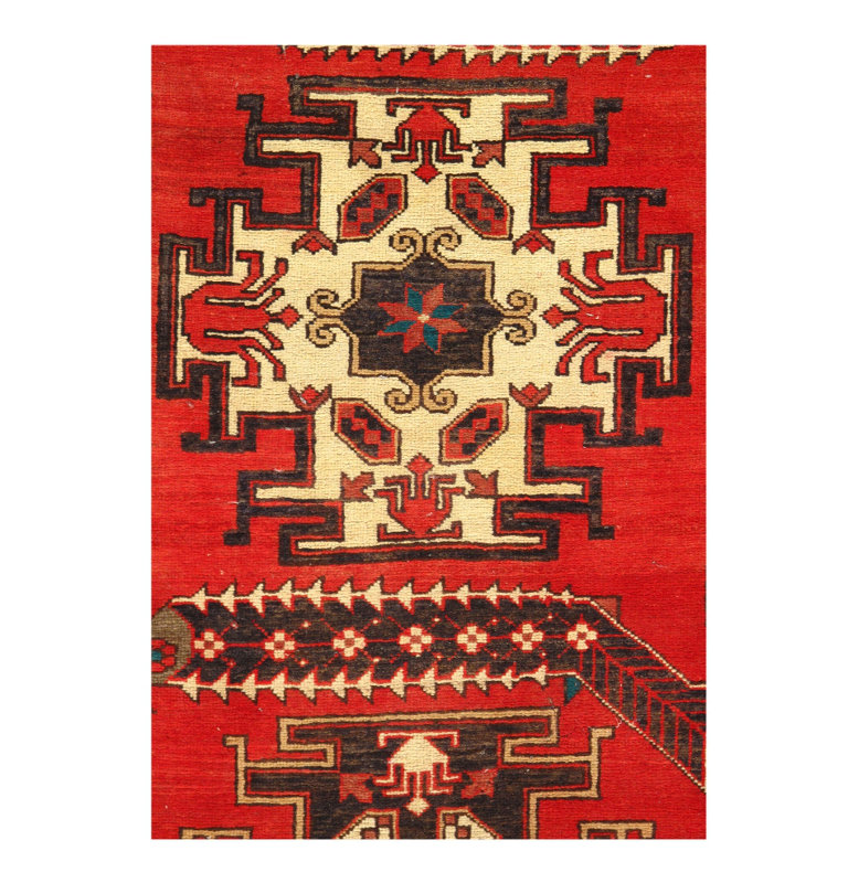 Tapis de couloir rouille antique noué à la main Heriz 3 pi 11 po x 11 pi 1 po