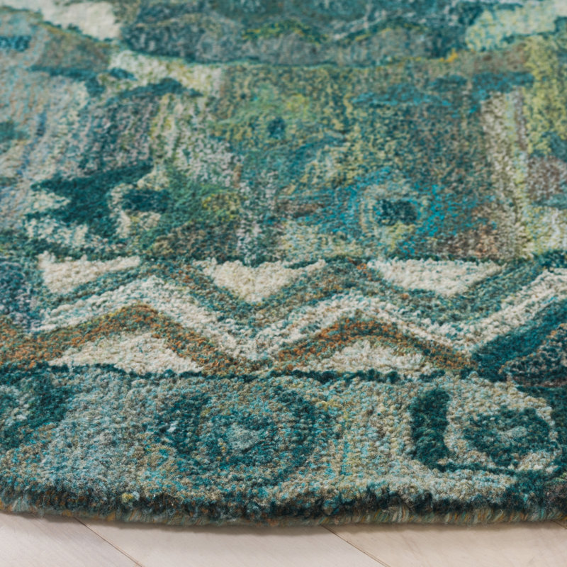 Maglena Hand Tufted Performance Southwestern Rug, Round 6'
