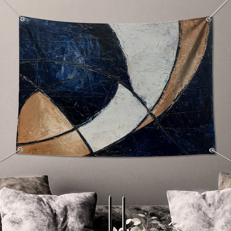Tapisserie murale abstraite - art mural, H 51 po x l 60 po avec 4 œillets