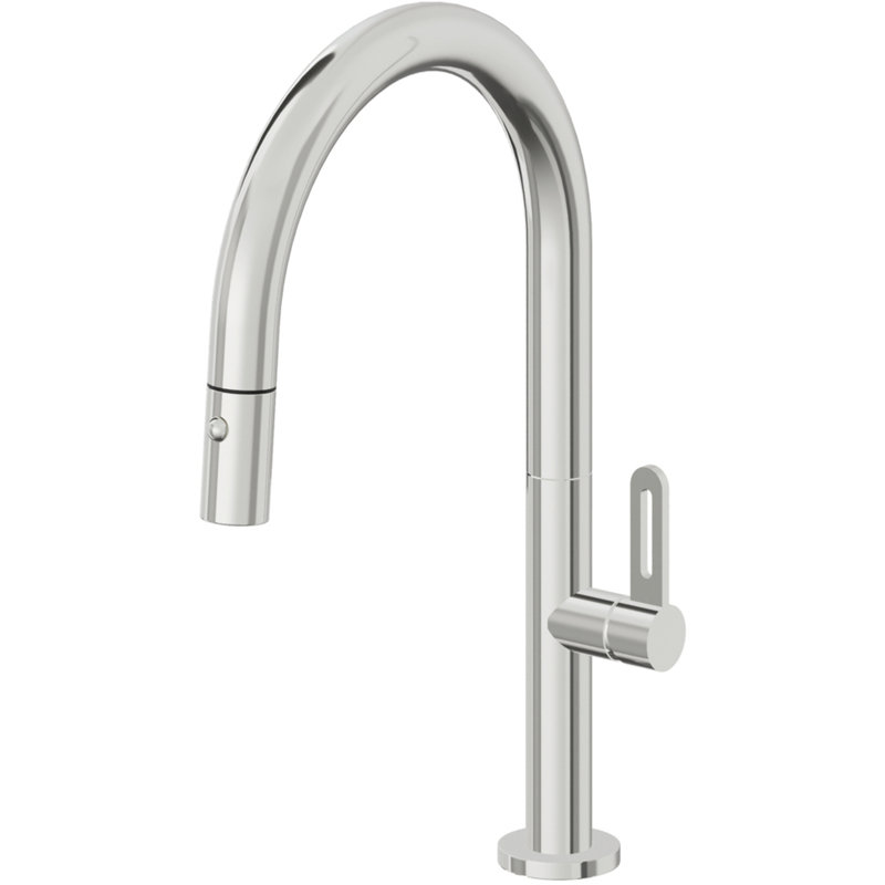 Poetto Kitchen Faucet, Polished Chrome, Black Stick