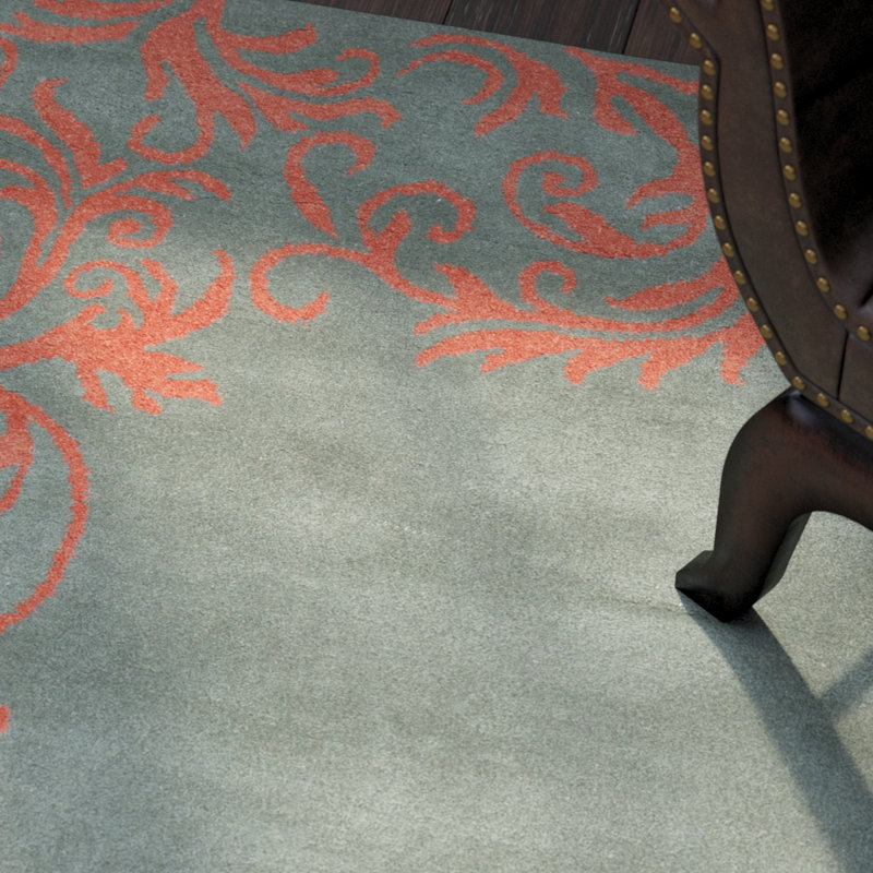 Tapis floral en laine / coton / latex touffeté à la main Mccullough, Rectangle 6 pi x 9 pi