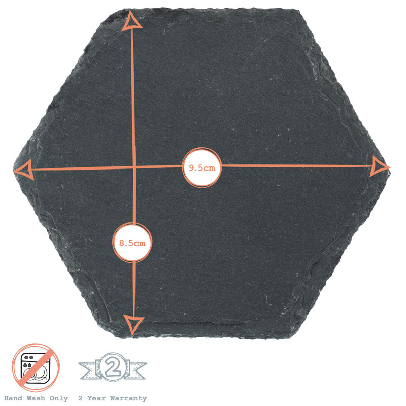 Argon Tableware - Hexagon Slate Coasters - 9.5 x 8.5cm