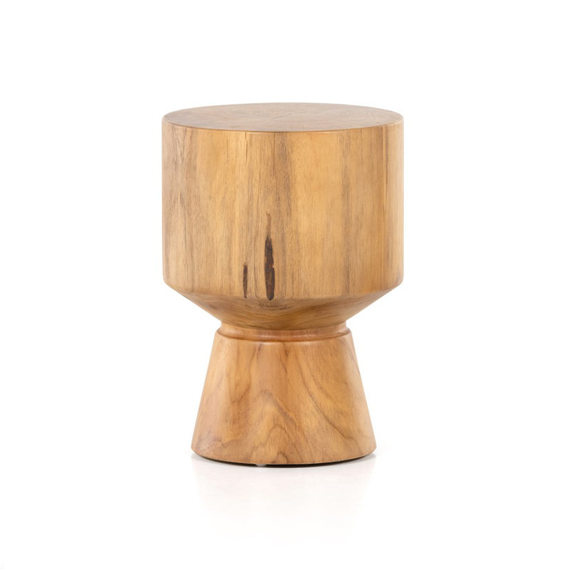 Jovie Outdoor Round Teak Side Table, Natural