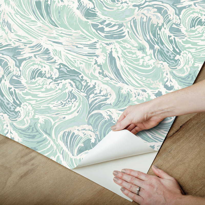 Papier peint adhésif Crashing Waves, Vert clair