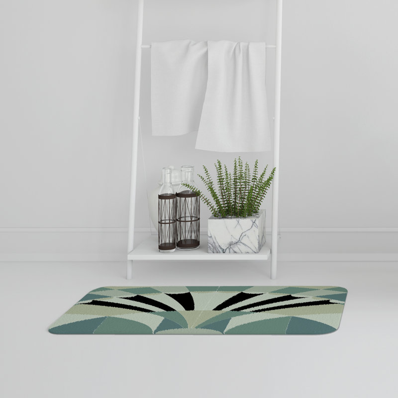 Pollark Non-Slip Bath Rug, Blue/Black