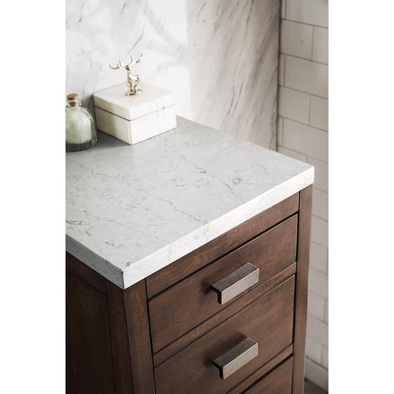 Addison 15" W Bathroom Cabinet, Eternal Jasmine Pearl, Mid-Century Acacia