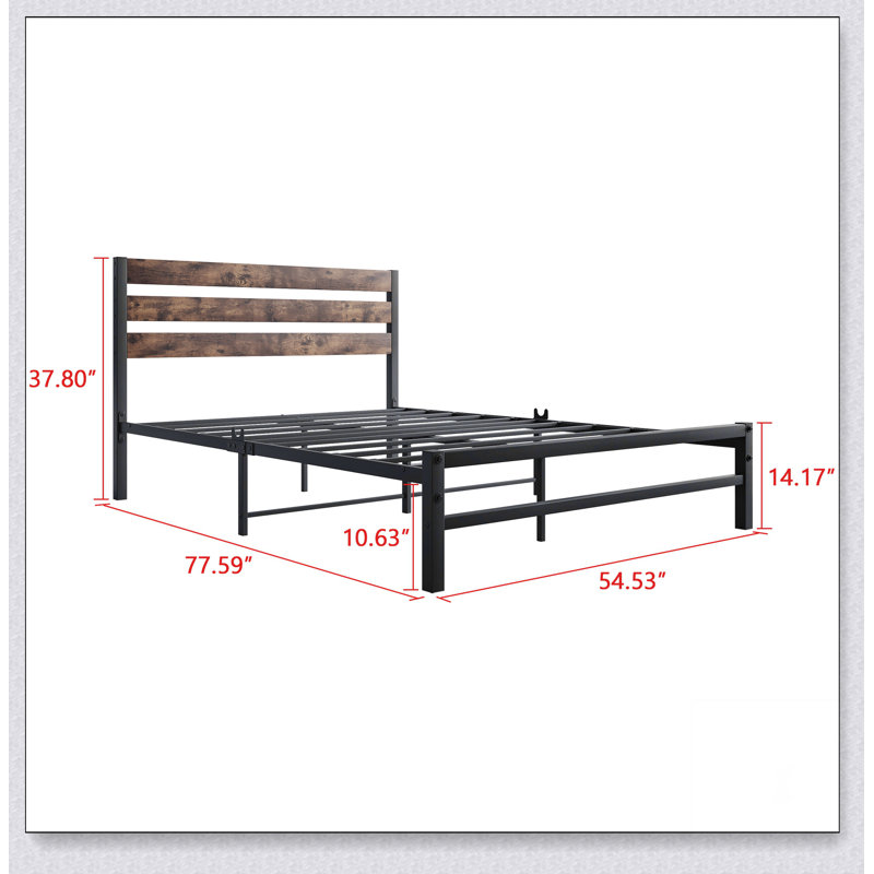 Base de lit plateforme avec tête de lit en bois rustique rétro
