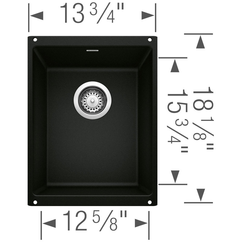 Precis SILGRANIT 13" Undermount Bar Sink, Coal Black