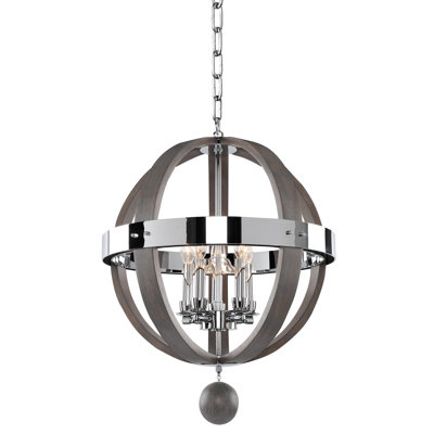 Sharlow 5 LT Polished Chrome Pendant Kalco