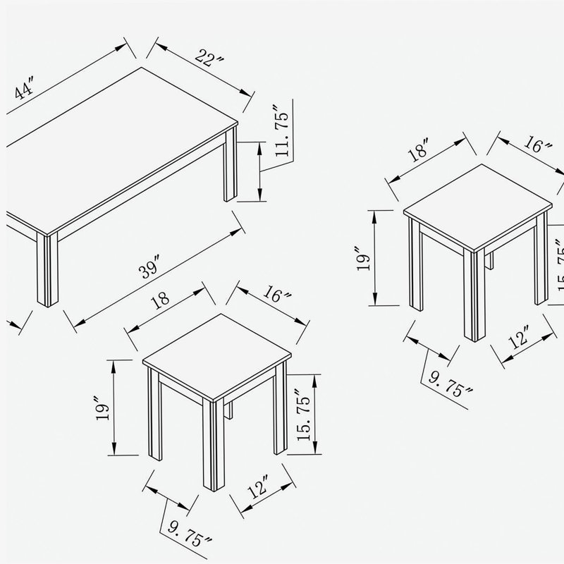 Black  Rectangle Occasional Set