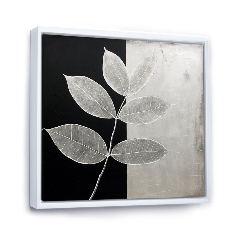 Laisser la silhouette en argent I, Cadre flottant blanc, H 30 po x l 30 po x P 1 po