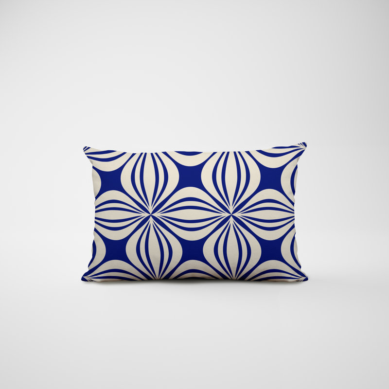 Housse et insert de coussin rectangulaire en polyester pour l'intérieur et l'extérieur, Bleu