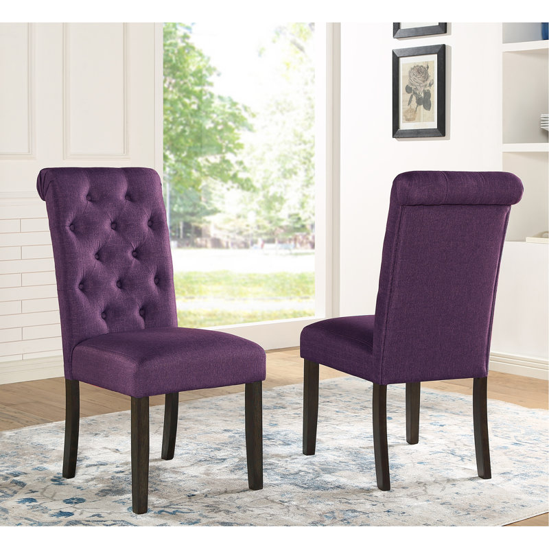 Chaises de salle à manger en bois massif mauve 2. . Mélange de revêtement. Structure solide. L 18 po x P 21 po x H 39,2 po de 2 chaises. Dossier rembourré. Design moderne. L 18 po x P 21 po H 39,2 po