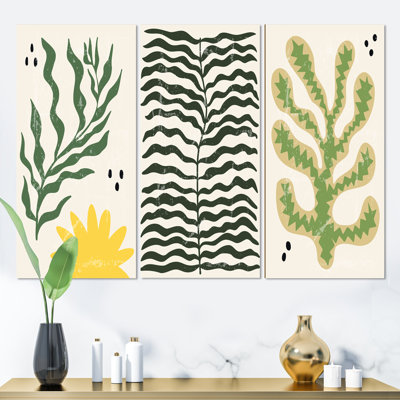Retro Silhouettes Of Plants I - Ensemble d'art moderne Mid-Century de 3 pièces