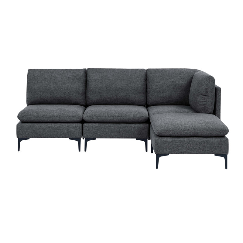 Canapé modulaire rembourré avec pieds en métal, Gris foncé