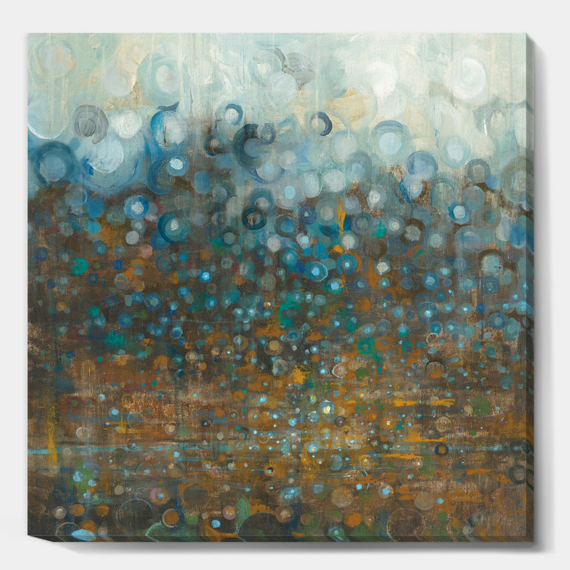 «Blue and Bronze Dots», reproduction d'art sur toile tendue, H 30 po x l 30 po x P 1 po