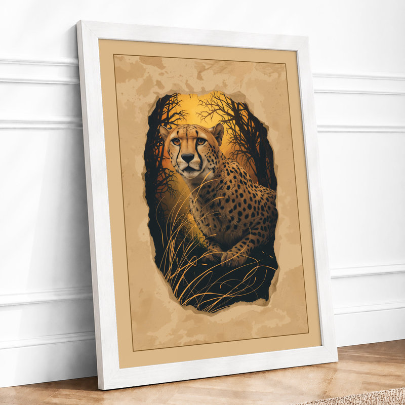 Leopard Study Boho - Framed Print, A1 - 84.1 x 59.4 cm, White