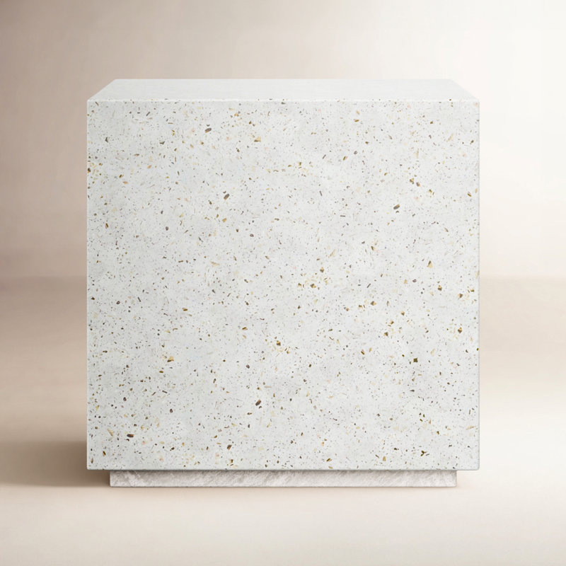 Kareen End Table, Ivory Terrazo