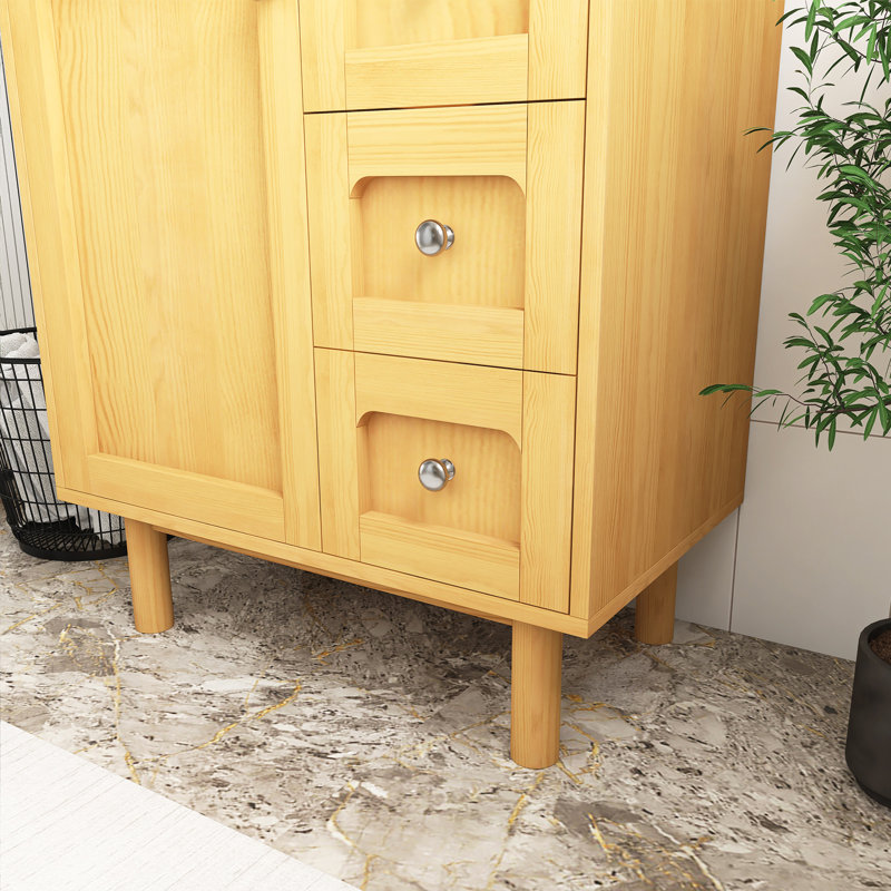 Meuble-lavabo de 30 pouces avec lavabo en céramique, meuble-lavabo à 3 tiroirs, 1 grande porte à fermeture douce, cabine de rangement pour salle de bain