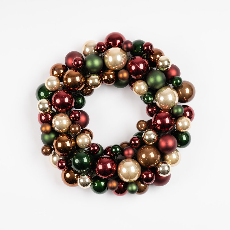 41cm Bauble Wreath, Green/Bronze
