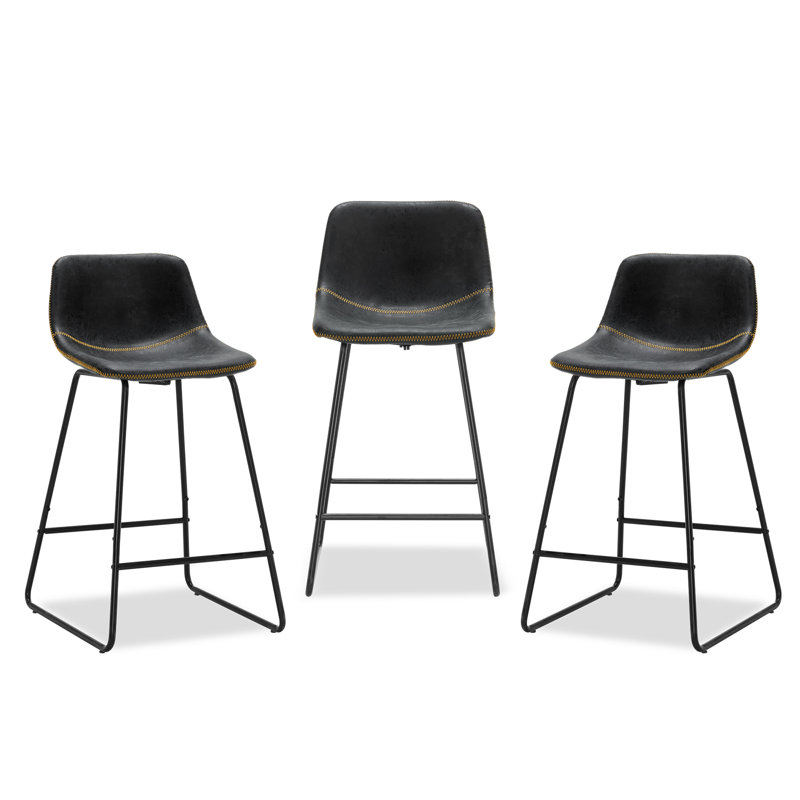 Ratzlaff Upholstered Counter Stool, Black, Counter Stool (24” Seat Height)