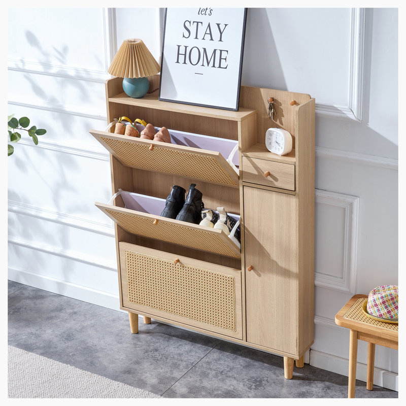 Modern Minimalist Storage Cabinet, Japanese Rattan Shoe Cabinet, Bed Top Cabinet, Small Home Furniture. Suitable For Corridors And Living Rooms