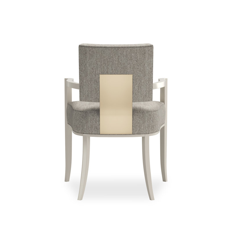 Caracole Classic Upholstered Arm Chair, Pearl/Gold, Gray