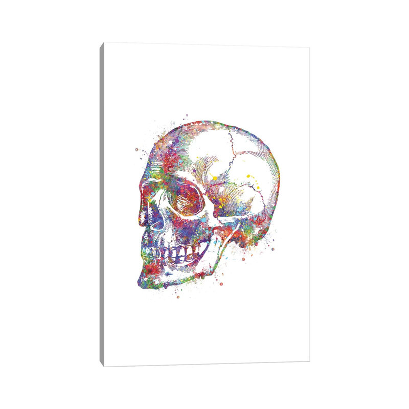 Skull Persp by Genefy Art - Wrapped Canvas Painting, 20.32 cm H x 30.48 cm W