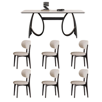 Solid wood rock plate dining table and chair set