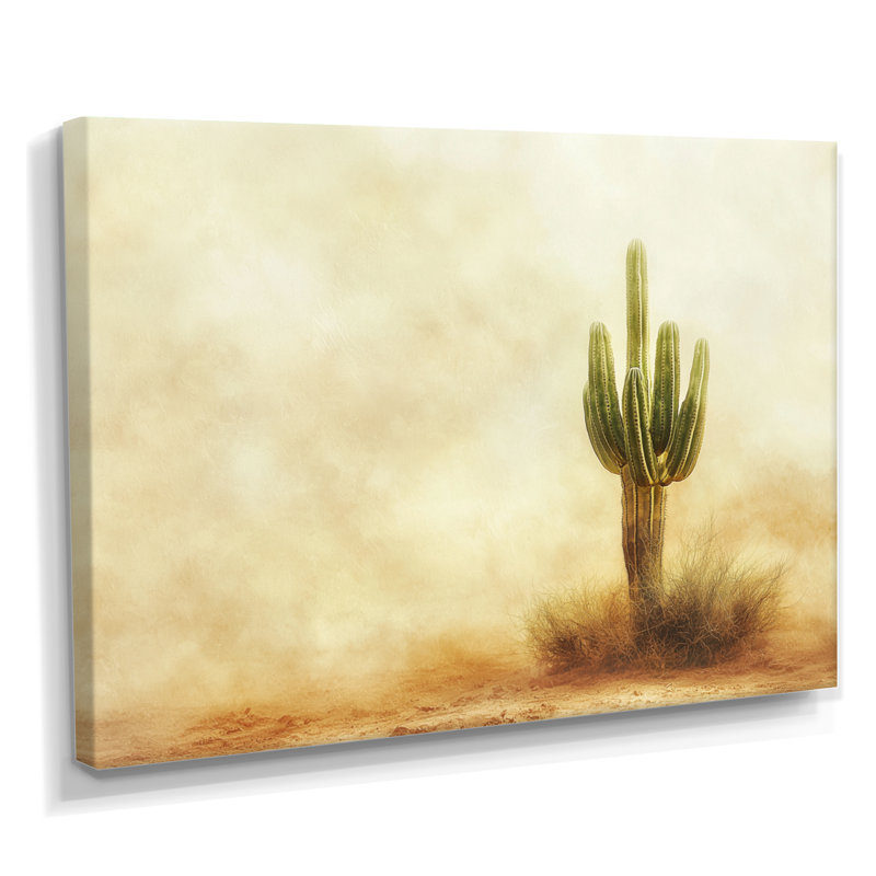 Cactus tempête de sable I - art mural cactus, H 12 po x l 20 po, Toile tendue sur cadre, Ne s’applique pas