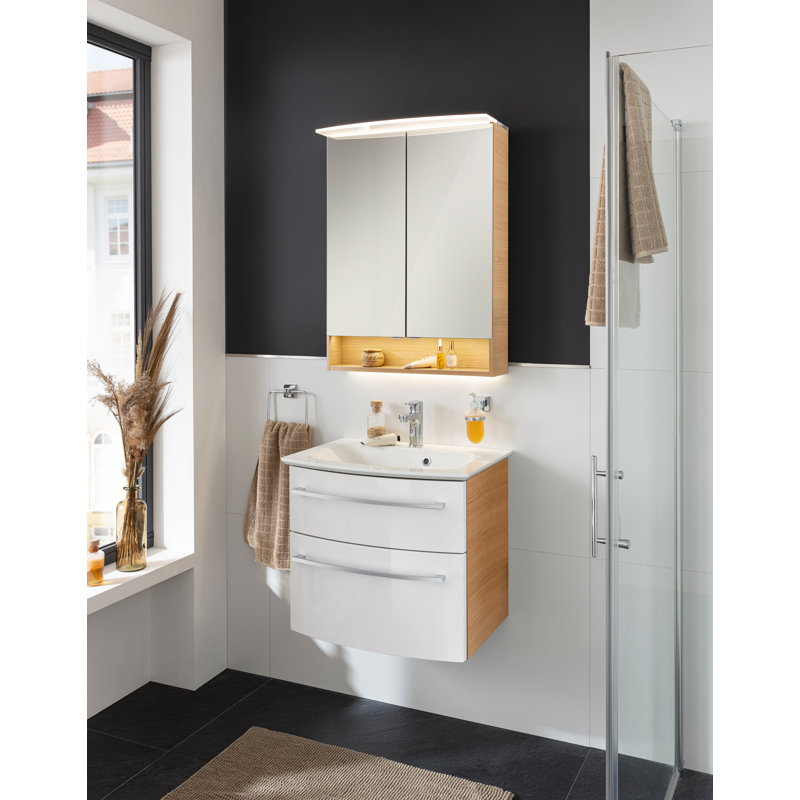 Bathroom Furniture Set, Medium wood tone/White