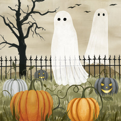 "Haunted Pumpkin Patch I" by Grace Popp Mixed Media Holiday Painting Print 