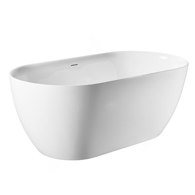 63'' Acrylic Freestanding Bathtub, Contemporary Stand Alone Bath Tub With Overflow And Pop-Up Anti-Blockage Drain, Cupc Certified, Glossy White 25A09-63