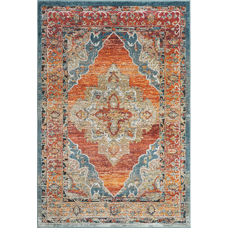 Tapis traditionnel Charian rouille oriental, Rectangle 6 pi x 9 pi