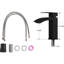 Lavabo moderne en céramique avec robinets noirs pour salles de bain élégantes