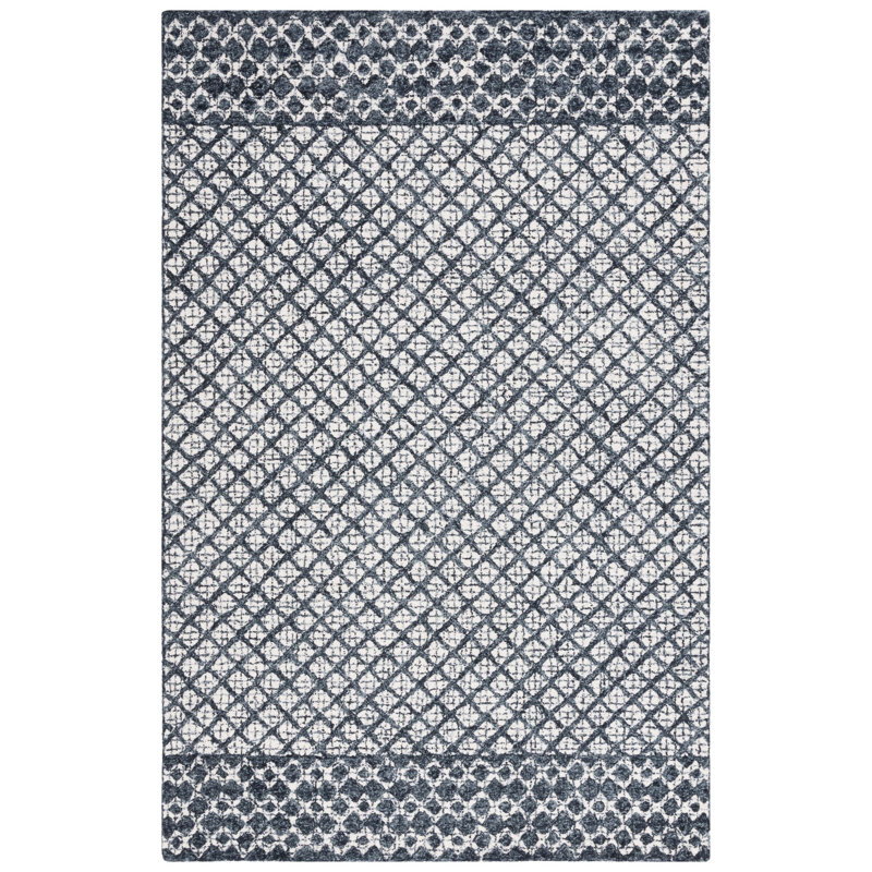 Sherlita Abstract Hand Tufted Wool, Cotton Geometric Rug, Rectangle 8' x 10'