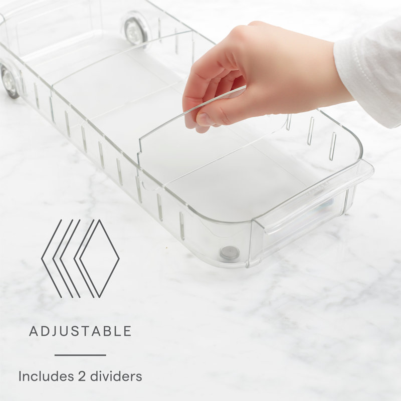 YouCopia® RollOut Fridge Caddy, Rolling Fridge Organizer with Adjustable Dividers, 6" x 15"