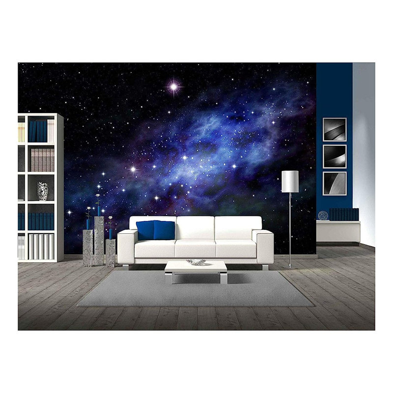 Planète dans la galaxie de l'espace imaginaire de l'espace profond et du champ d'étoiles, L 100 po x l 144 po