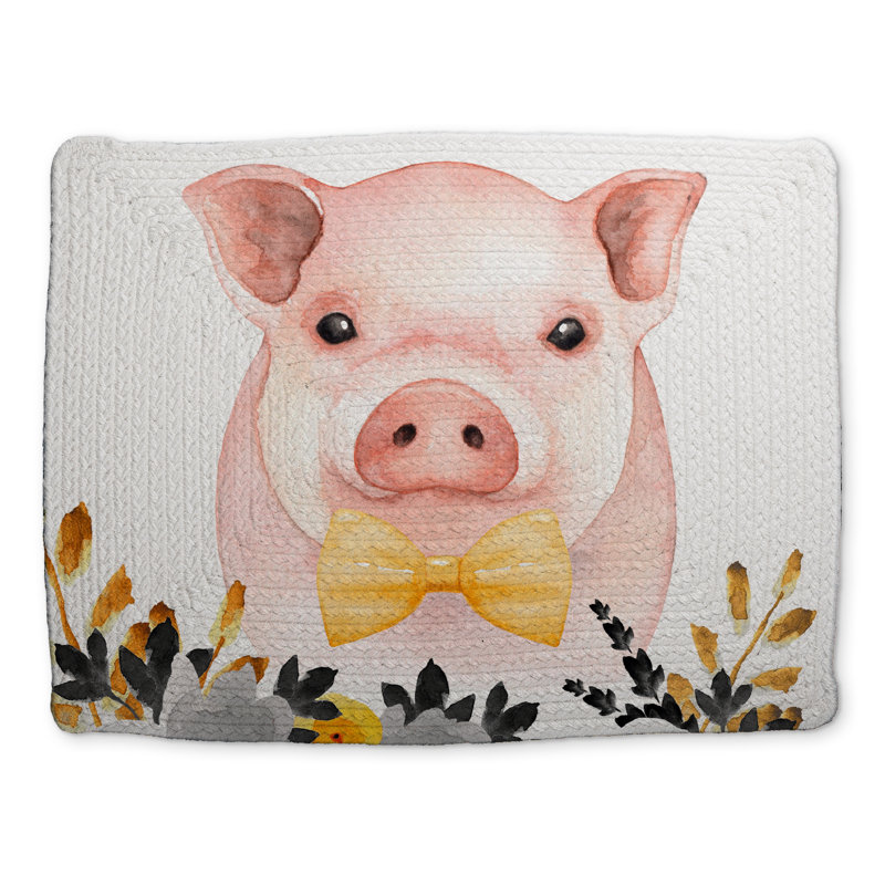 Napperon Chic Pig Farm Farm - décor de polyester tressé jaune