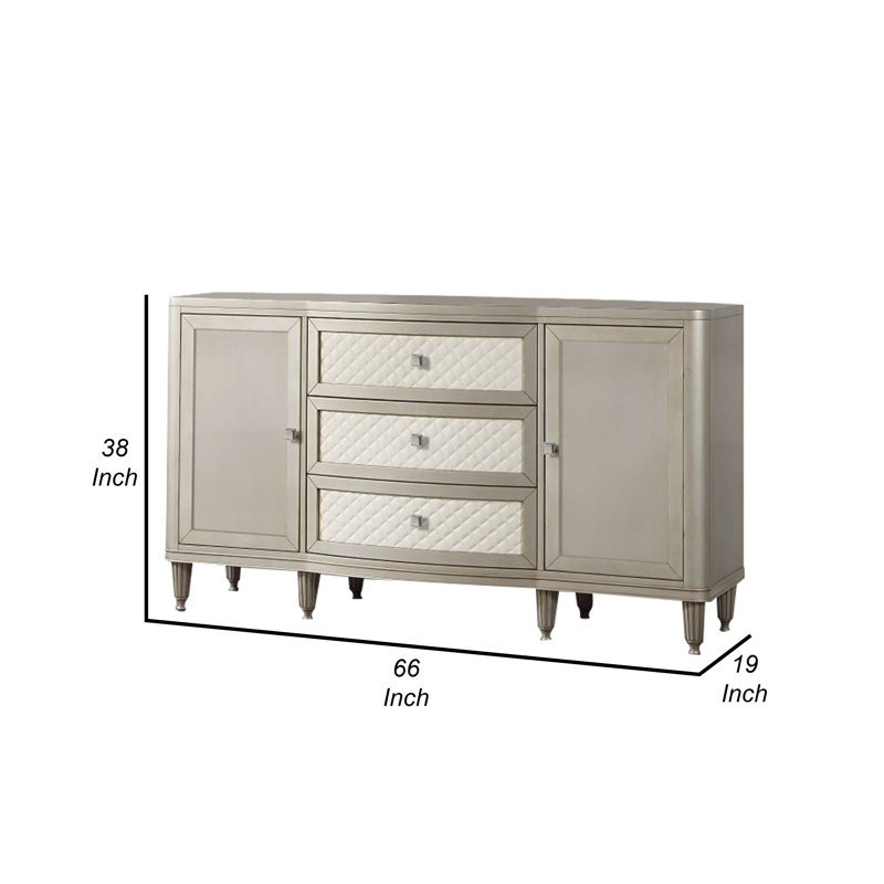 Mayim Sideboard Console, 3 Drawers, 2 Cabinets, Stone Top