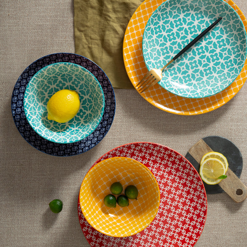  Service de table coloré 12 pièces - Service pour 4