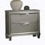 Contemporary Silver 1Pc Nightstand Acrylic Handles Embossed Panels English Dovetails 2-Drawers Bedside Table