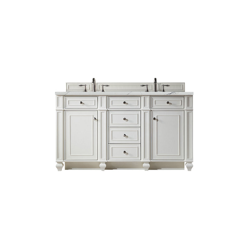 Bristol 60'' W Double Vanity, Bright White, Ethereal Noctis, 8" Widespread