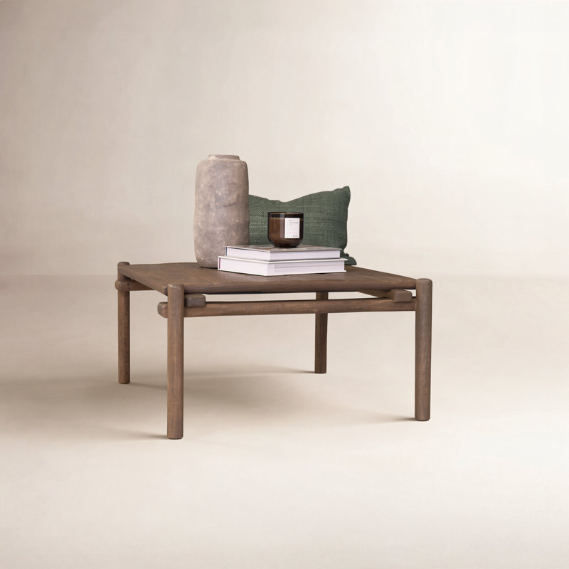 Icacos Riven Oak Wood Square Side Table
