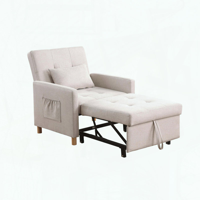 Canapé-lit convertible 3 en 1 - Tissu doux - Dossier réglable, Beige