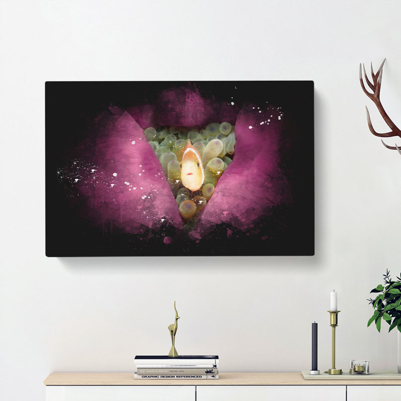 Clownfish & Sea Anemone - Wrapped Canvas, 60cm H x 91cm W x 3cm D